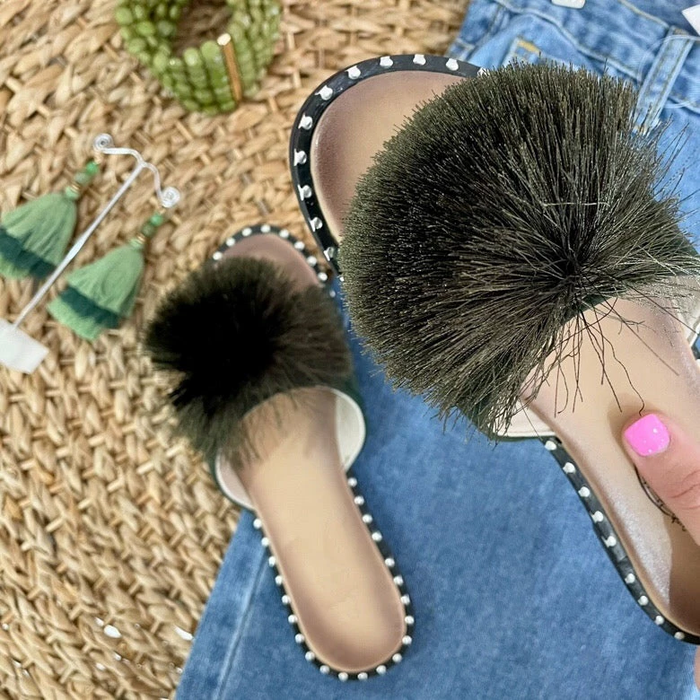 Fabulous Shoes Green Pom Poms Flats 2 Fabulous Shoes Green Pom Poms Flats
