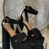 Fabulous Shoes Black Chunky Rope Heels