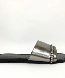 Fabulous Shoes Rhinestone Pewter Sandals