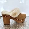 Fabulous Shoes Taupe Fur Clogs