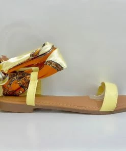 Fabulous Shoes Yellow Scarf Tie Flats