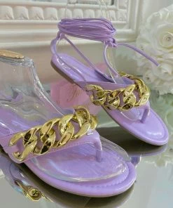 Fabulous Shoes Purple Chain Lace Up Sandals FLAT SANDALS