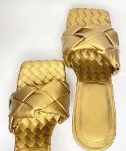 Fabulous Shoes Golden Square Heels