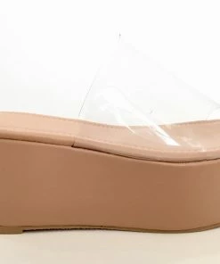 Fabulous Shoes Clear Nude Wedge