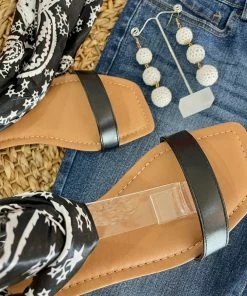 Fabulous Shoes Black Scarf Tie Flats