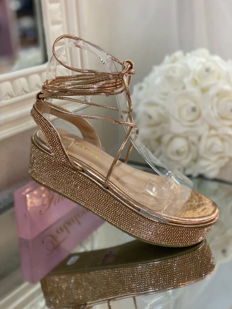 Fabulous Shoes Sparkly Champagne Platforms Lace Up Sandals WEDGES & PLATFORMS 1 Fabulous Shoes Sparkly Champagne Platforms Lace Up Sandals WEDGES & PLATFORMS