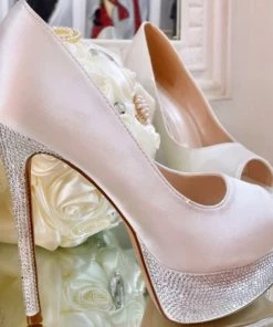 Fabulous Shoes Satin White Heels