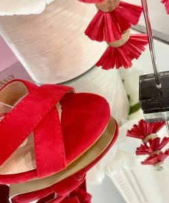 Fabulous Shoes Red Ankle Wrap Heels