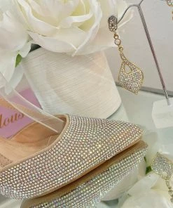 Fabulous Shoes Nude Crystal Pumps