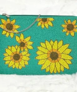 Fabulous Shoes Beaded Flowers Turquoise Handbag TROPICAL COLLECTION